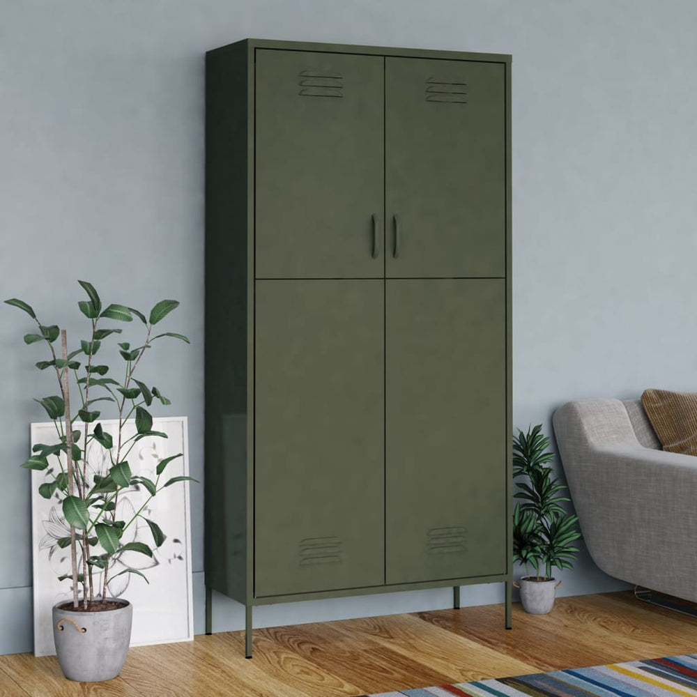 Wardrobe Olive Green 90x50x180 cm Steel-vidaXL-Yes Bebe
