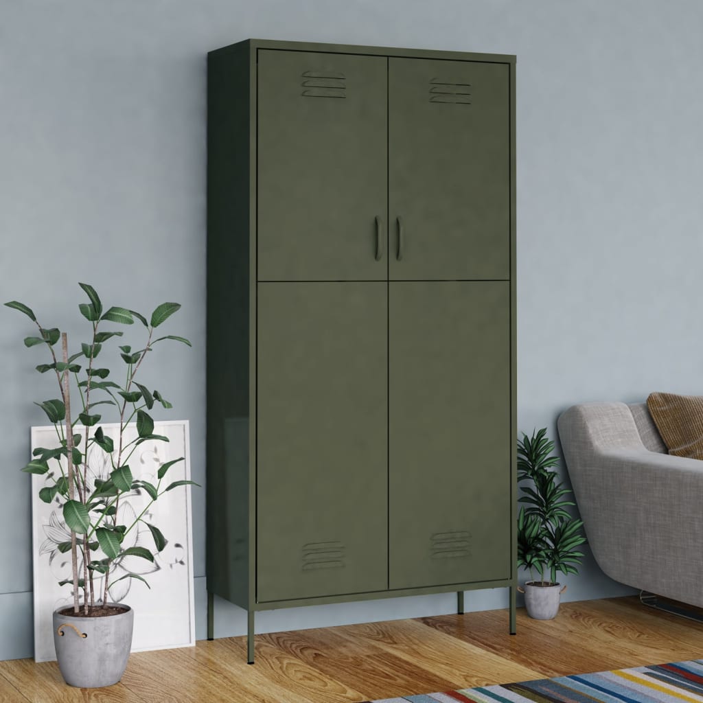 Wardrobe Olive Green 90x50x180 cm Steel-vidaXL-Yes Bebe
