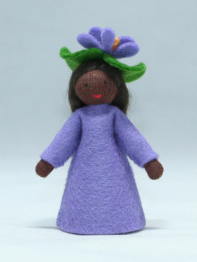 Sweet Violet Fairy Doll – 2.5" Handmade Felt Waldorf Decoration by Ambrosius